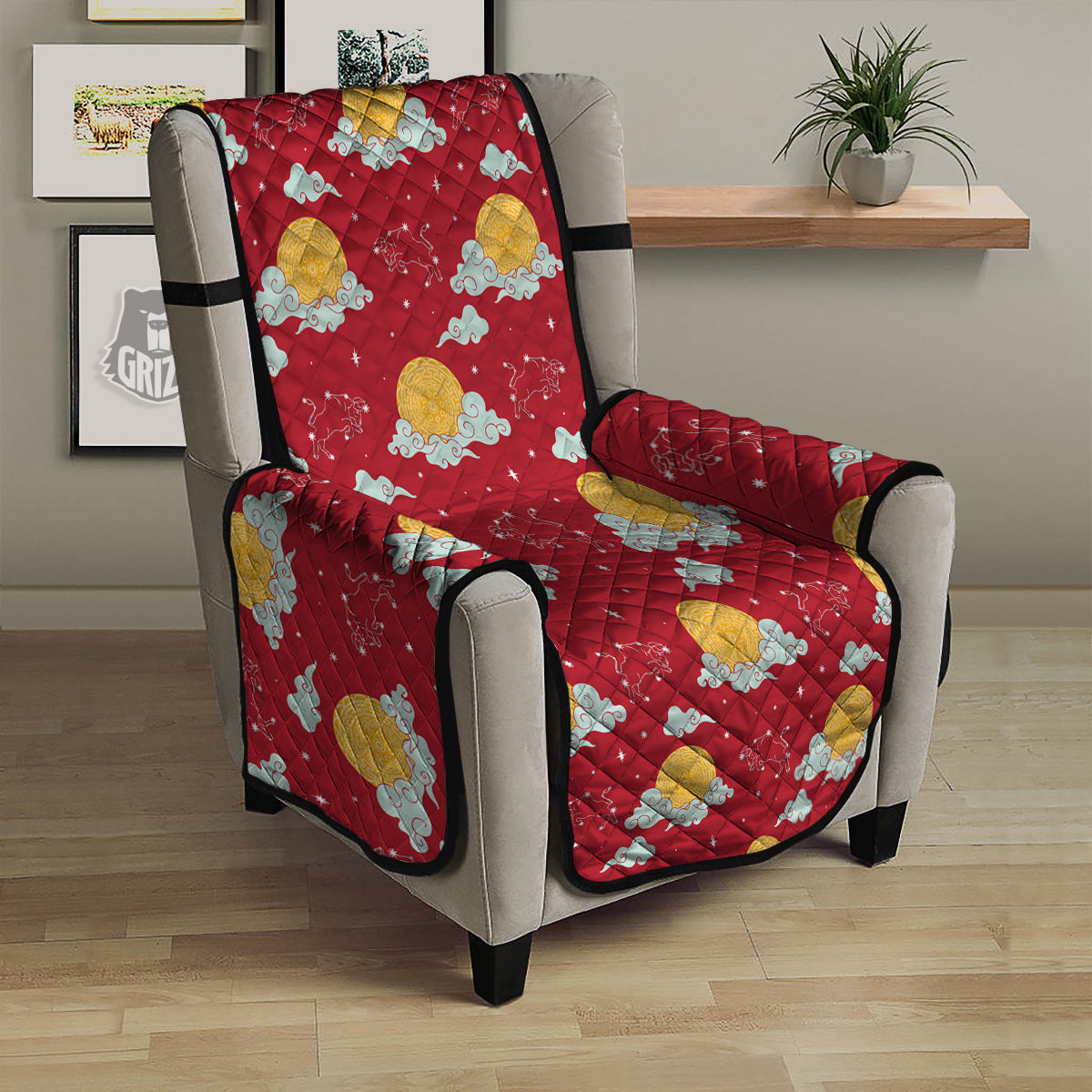 Zodiac Taurus Sky Chinese Year Print Pattern Armchair Protector-grizzshop