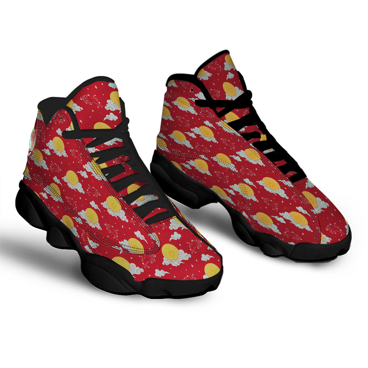 Zodiac Taurus Sky Chinese Year Print Pattern Black Basketball Shoes-grizzshop