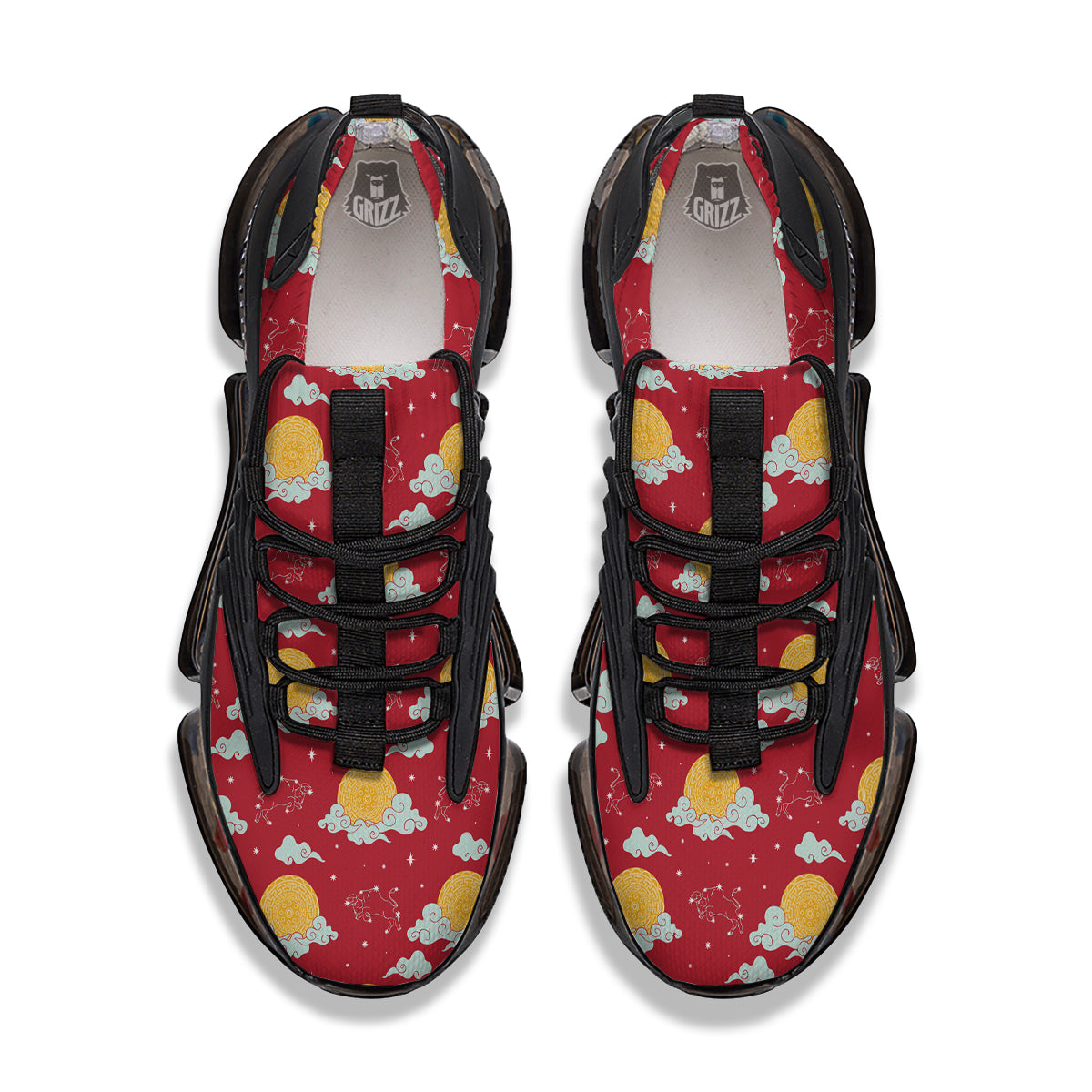 Zodiac Taurus Sky Chinese Year Print Pattern Black Gym Shoes-grizzshop