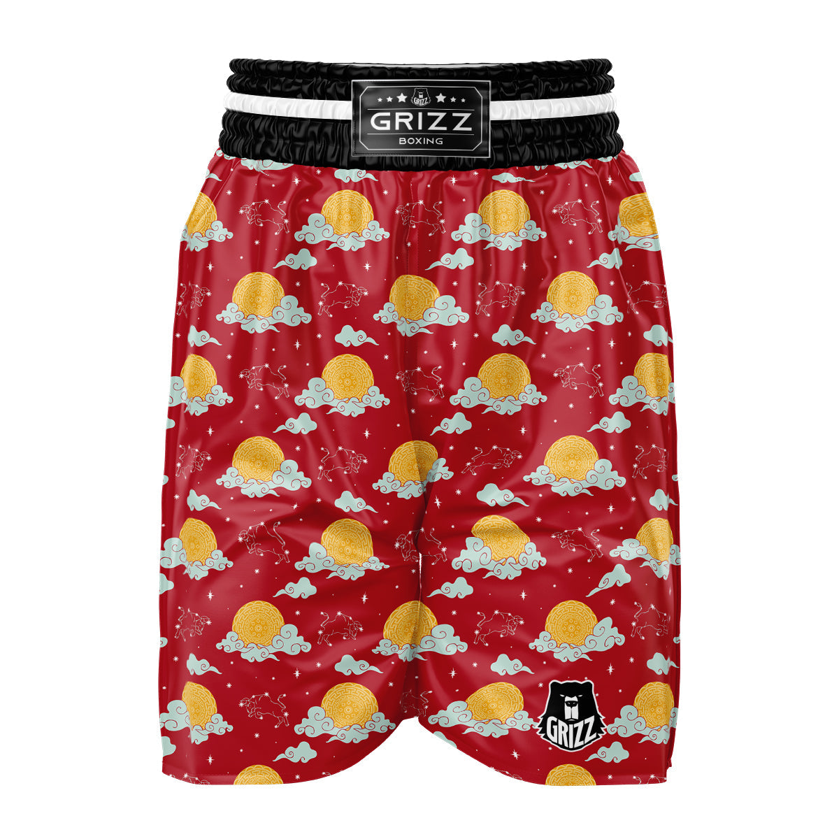 Zodiac Taurus Sky Chinese Year Print Pattern Boxing Shorts-grizzshop