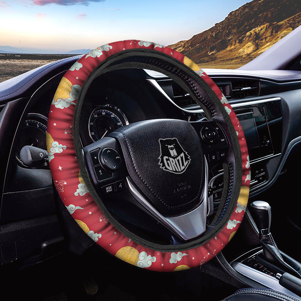 Zodiac Taurus Sky Chinese Year Print Pattern Car Steering Wheel Cover-grizzshop