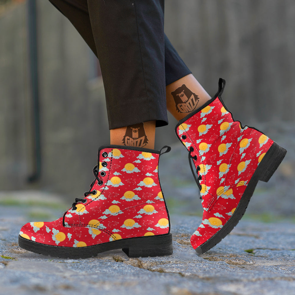 Zodiac Taurus Sky Chinese Year Print Pattern Leather Boots-grizzshop