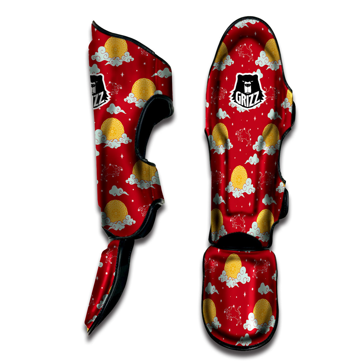 Zodiac Taurus Sky Chinese Year Print Pattern Muay Thai Shin Guards-grizzshop