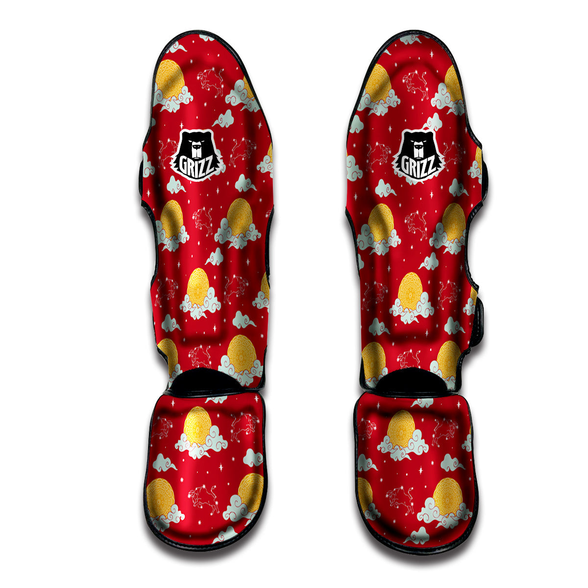 Zodiac Taurus Sky Chinese Year Print Pattern Muay Thai Shin Guards-grizzshop