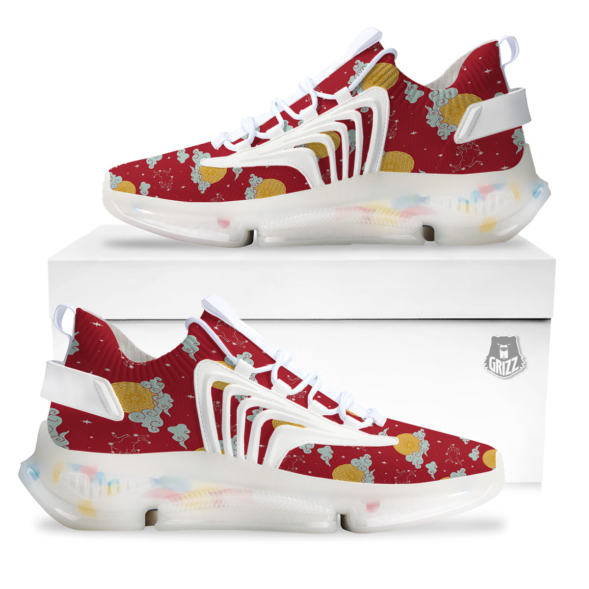 Zodiac Taurus Sky Chinese Year Print Pattern White Gym Shoes-grizzshop