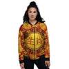 Zodiac Wheel Colourful Chinese Print Women's Bomber Jacket-grizzshop