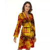 Zodiac Wheel Colourful Chinese Print Women's Robe-grizzshop