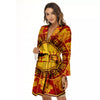 Zodiac Wheel Colourful Chinese Print Women's Robe-grizzshop