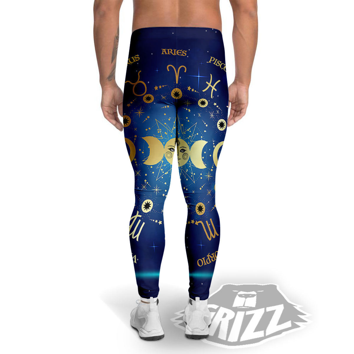 Zodiac Wheel Galaxy Print Men's Leggings-grizzshop