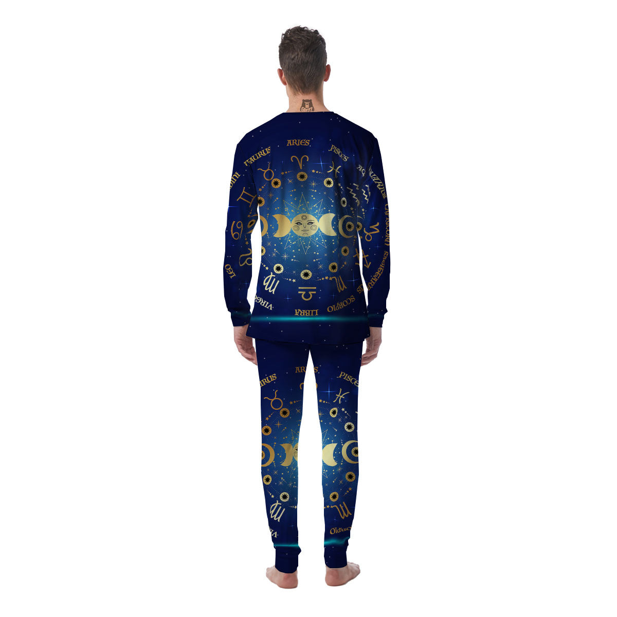 Zodiac Wheel Galaxy Print Men's Pajamas-grizzshop