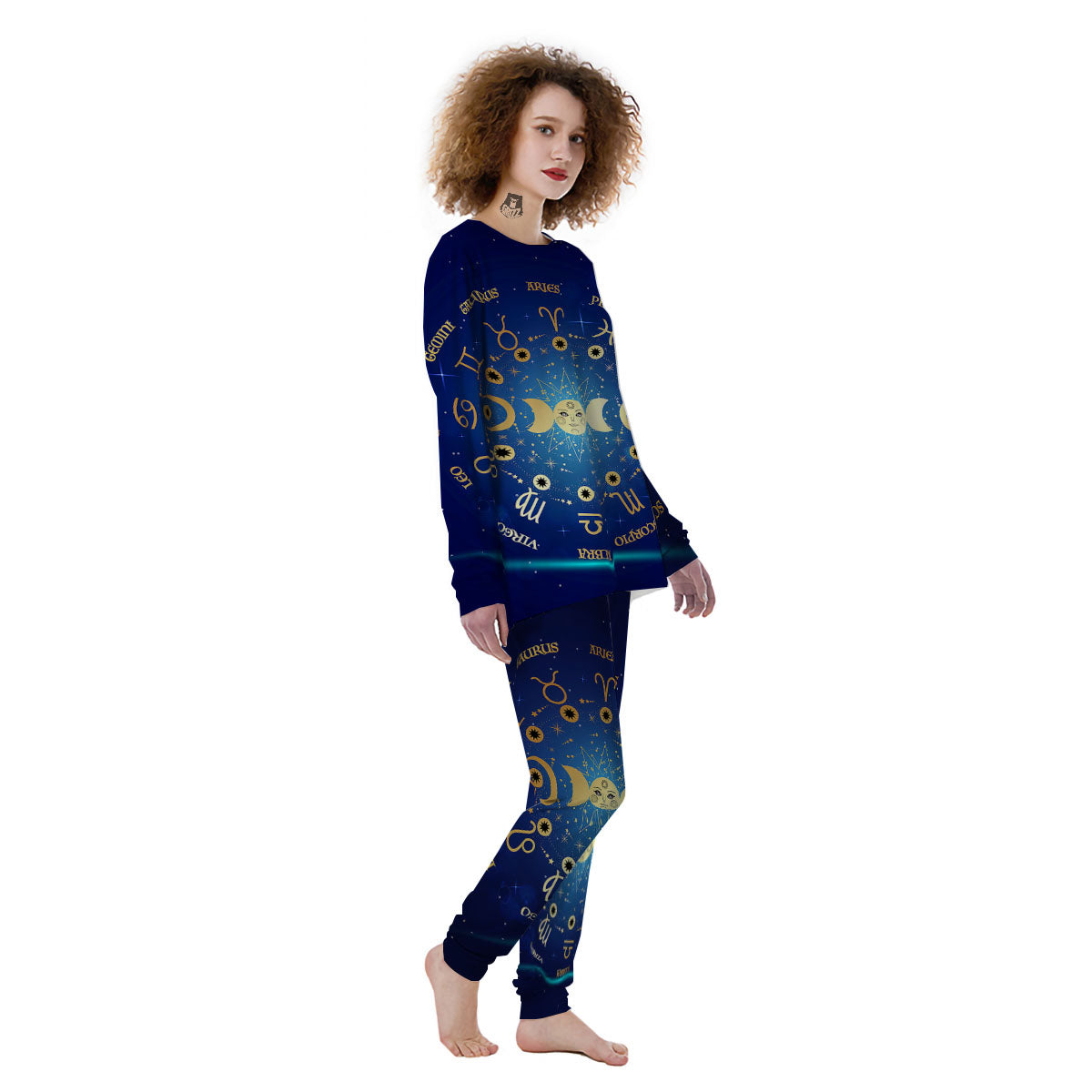 Zodiac Wheel Galaxy Print Women's Pajamas-grizzshop
