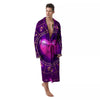 Zodiac Wheel Pink Heart Print Men's Robe-grizzshop