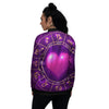 Zodiac Wheel Pink Heart Print Women's Bomber Jacket-grizzshop