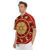 Zodiac Wheel Red Chinese Print Men's Short Sleeve Shirts-grizzshop