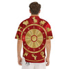 Zodiac Wheel Red Chinese Print Men's Short Sleeve Shirts-grizzshop