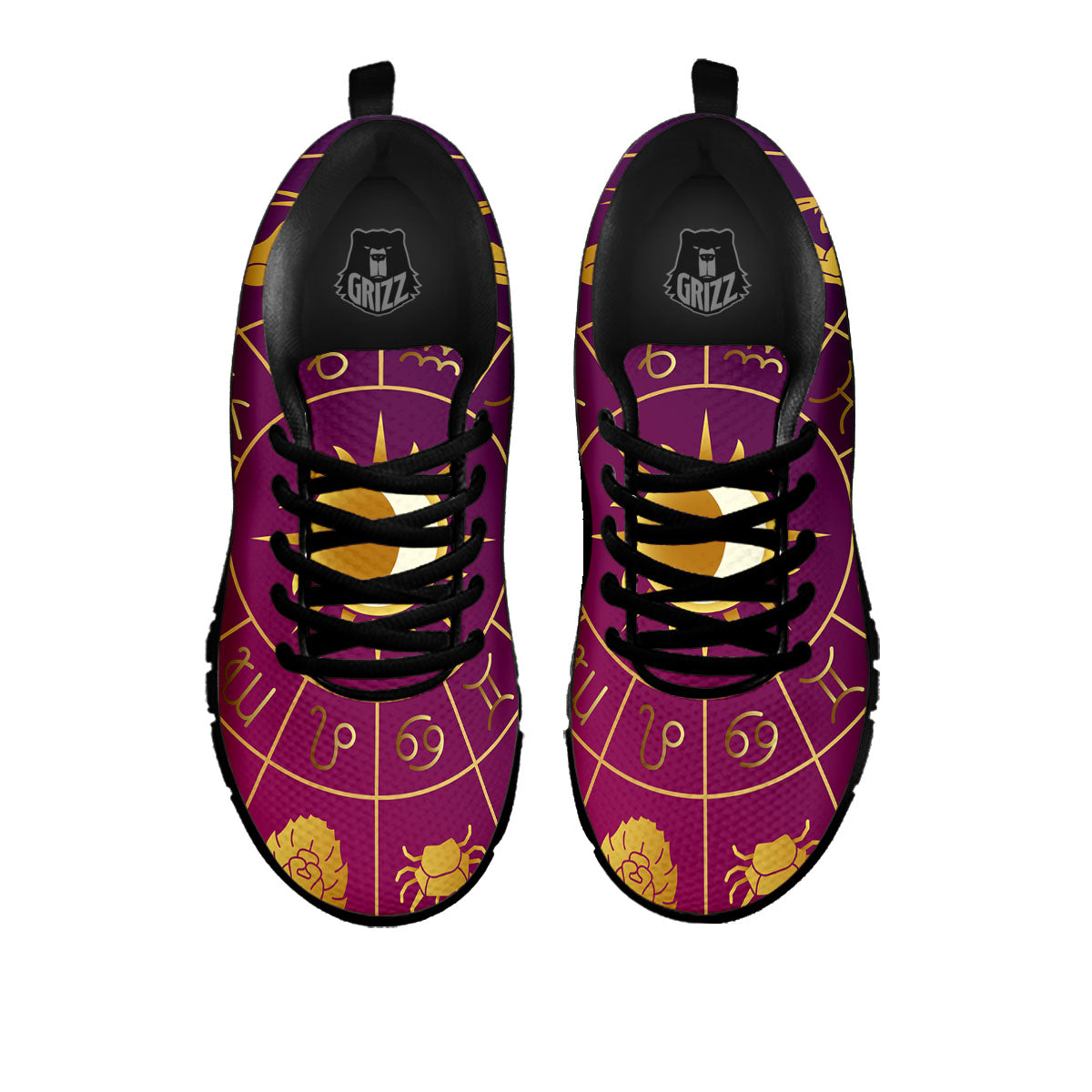 Zodiac Wheel Symbols Print Black Sneaker-grizzshop