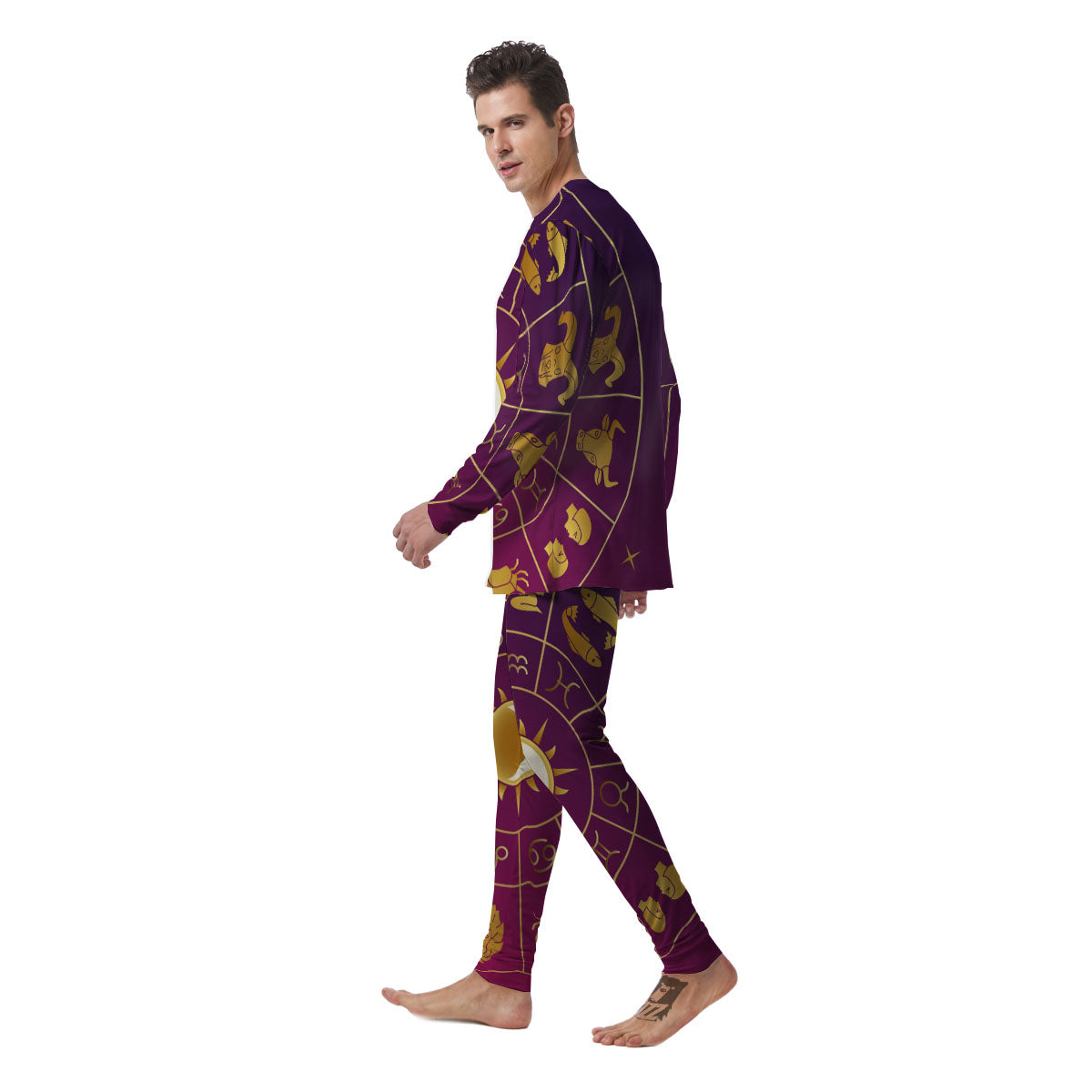 Zodiac Wheel Symbols Print Men's Pajamas-grizzshop