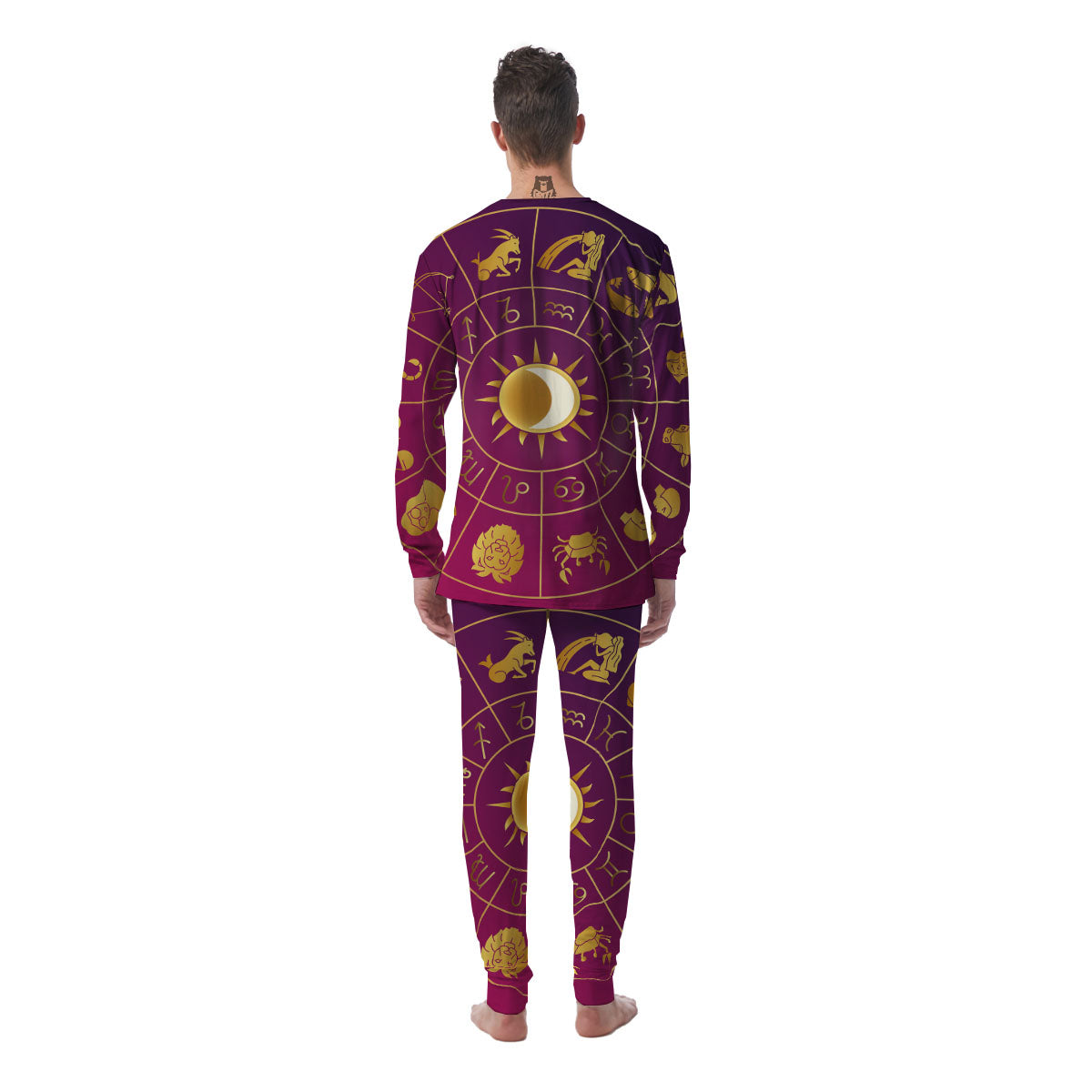 Zodiac Wheel Symbols Print Men's Pajamas-grizzshop