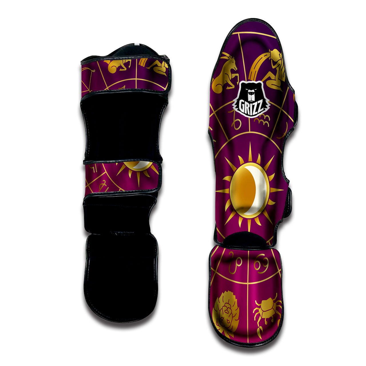 Zodiac Wheel Symbols Print Muay Thai Shin Guards-grizzshop