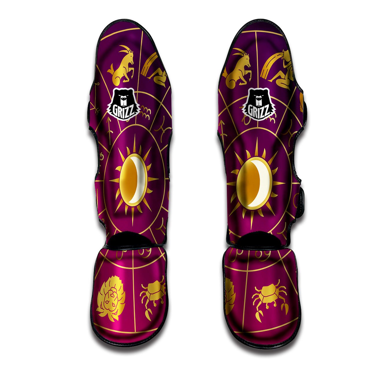 Zodiac Wheel Symbols Print Muay Thai Shin Guards-grizzshop