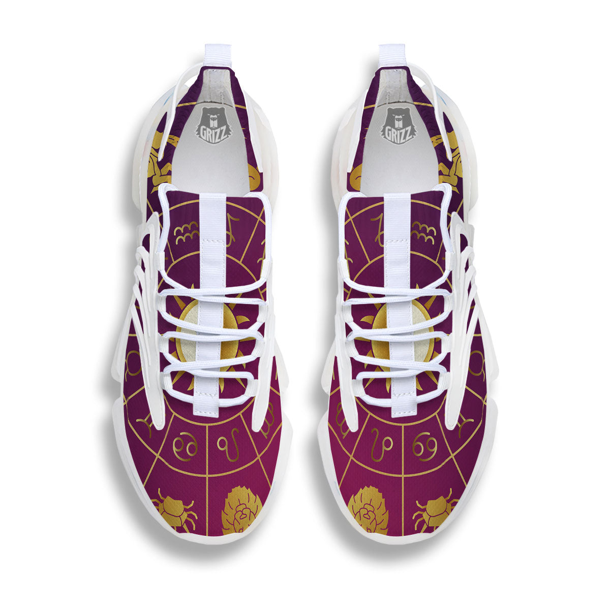 Zodiac Wheel Symbols Print White Gym Shoes-grizzshop