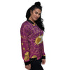 Zodiac Wheel Symbols Print Women's Bomber Jacket-grizzshop