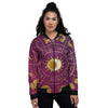 Zodiac Wheel Symbols Print Women's Bomber Jacket-grizzshop