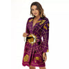 Zodiac Wheel Symbols Print Women's Robe-grizzshop