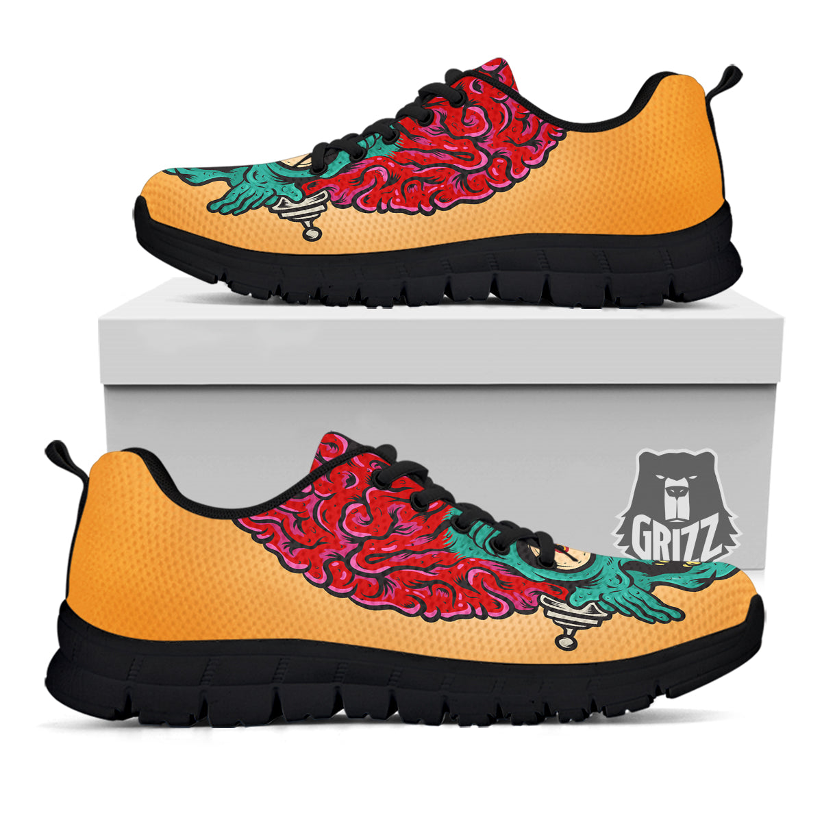Zombie Big Brain Print Black Sneaker-grizzshop