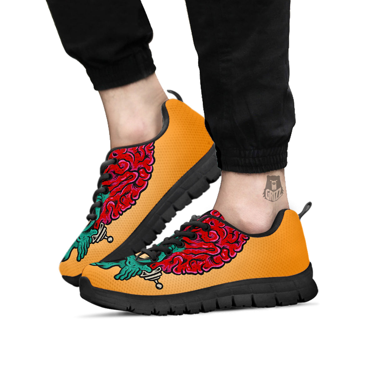 Zombie Big Brain Print Black Sneaker-grizzshop