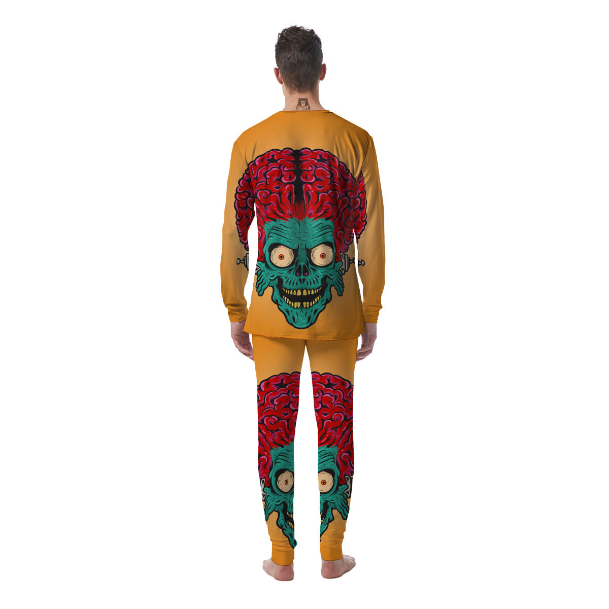 Zombie Big Brain Print Men's Pajamas-grizzshop