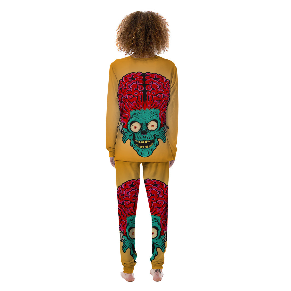 Zombie Big Brain Print Women's Pajamas-grizzshop