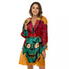 Zombie Big Brain Print Women's Robe-grizzshop