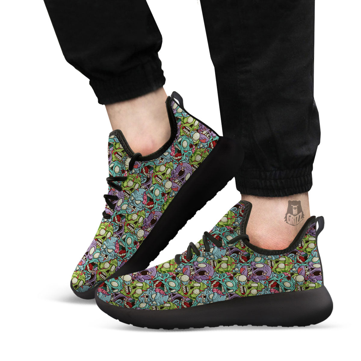 Zombie Bloody Print Pattern Black Athletic Shoes-grizzshop