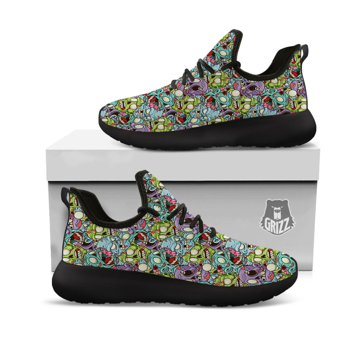 Zombie Bloody Print Pattern Black Athletic Shoes-grizzshop