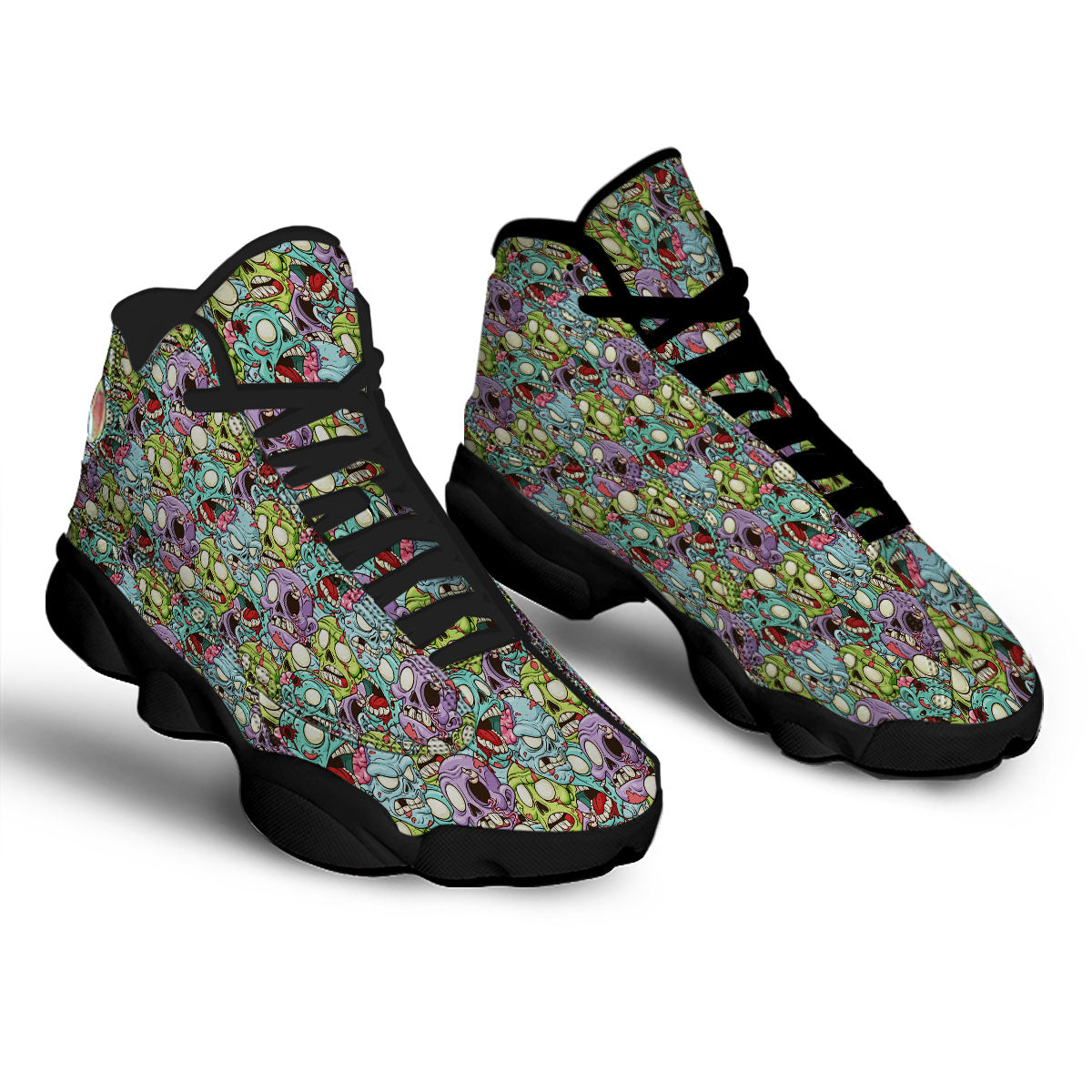 Zombie Bloody Print Pattern Black Basketball Shoes-grizzshop