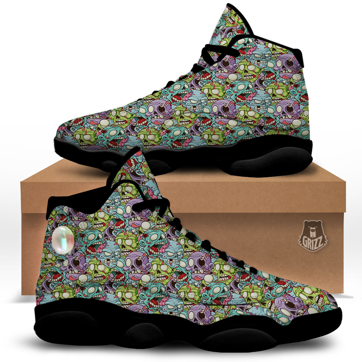 Zombie Bloody Print Pattern Black Basketball Shoes-grizzshop