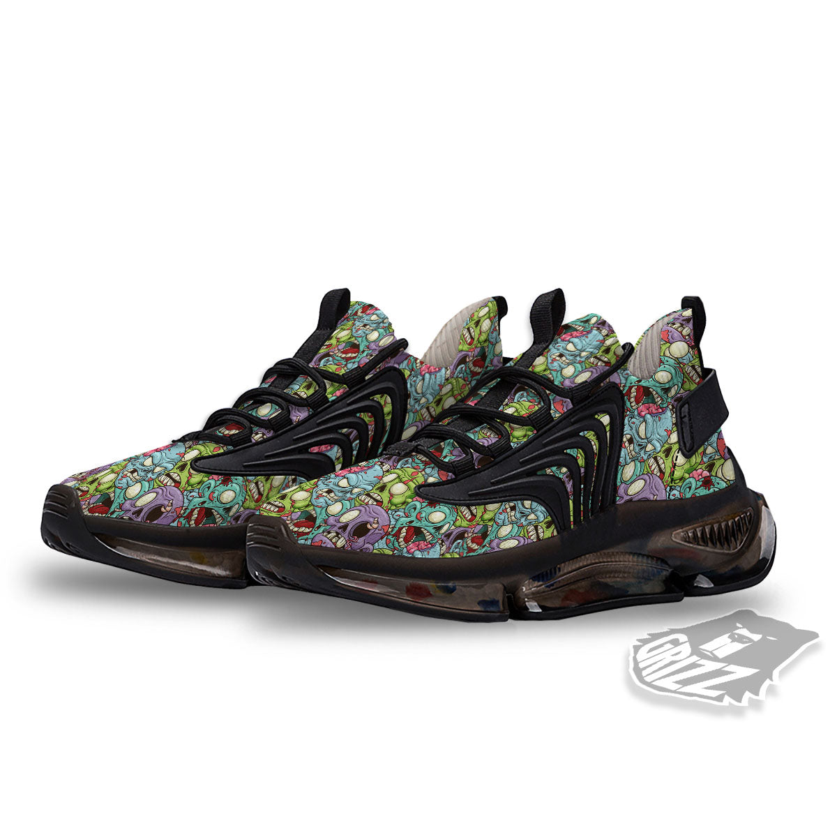 Zombie Bloody Print Pattern Black Gym Shoes-grizzshop