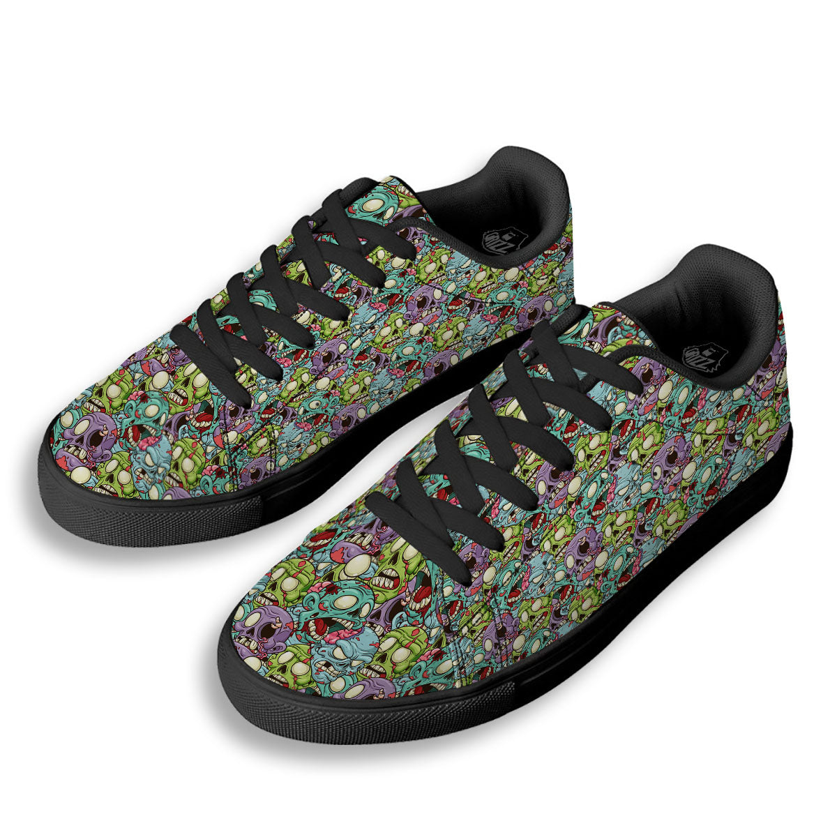 Zombie Bloody Print Pattern Black Low Top Sneakers-grizzshop