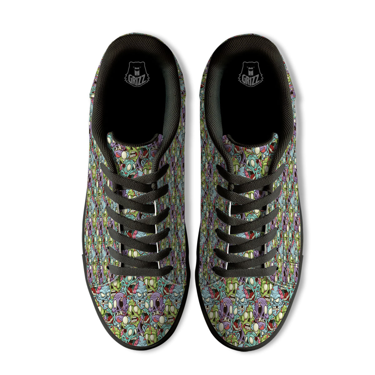 Zombie Bloody Print Pattern Black Low Top Sneakers-grizzshop