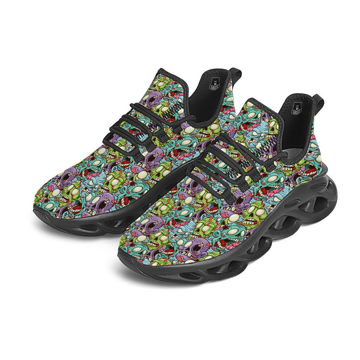 Zombie Bloody Print Pattern Black Running Shoes-grizzshop