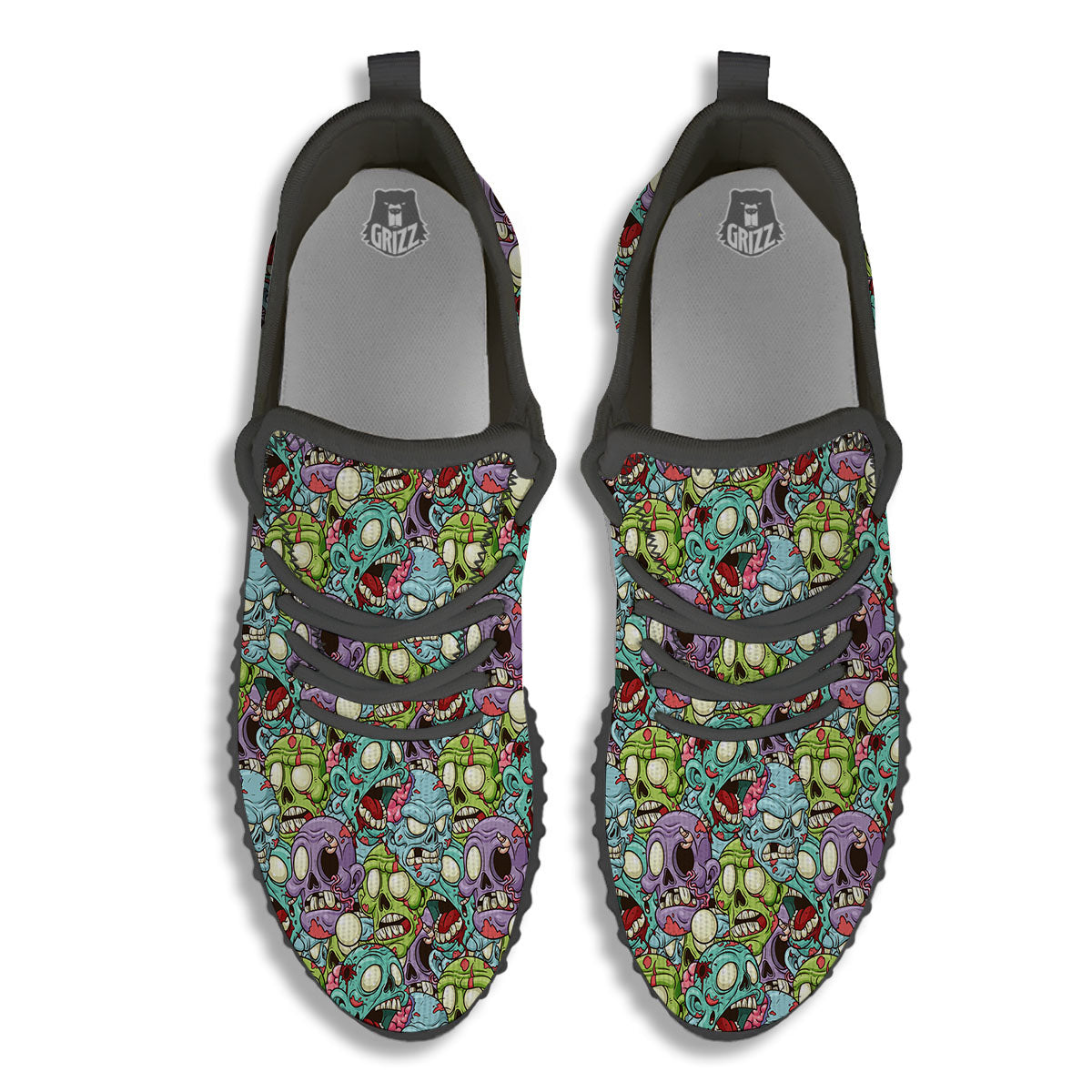 Zombie Bloody Print Pattern Black Walking Shoes-grizzshop