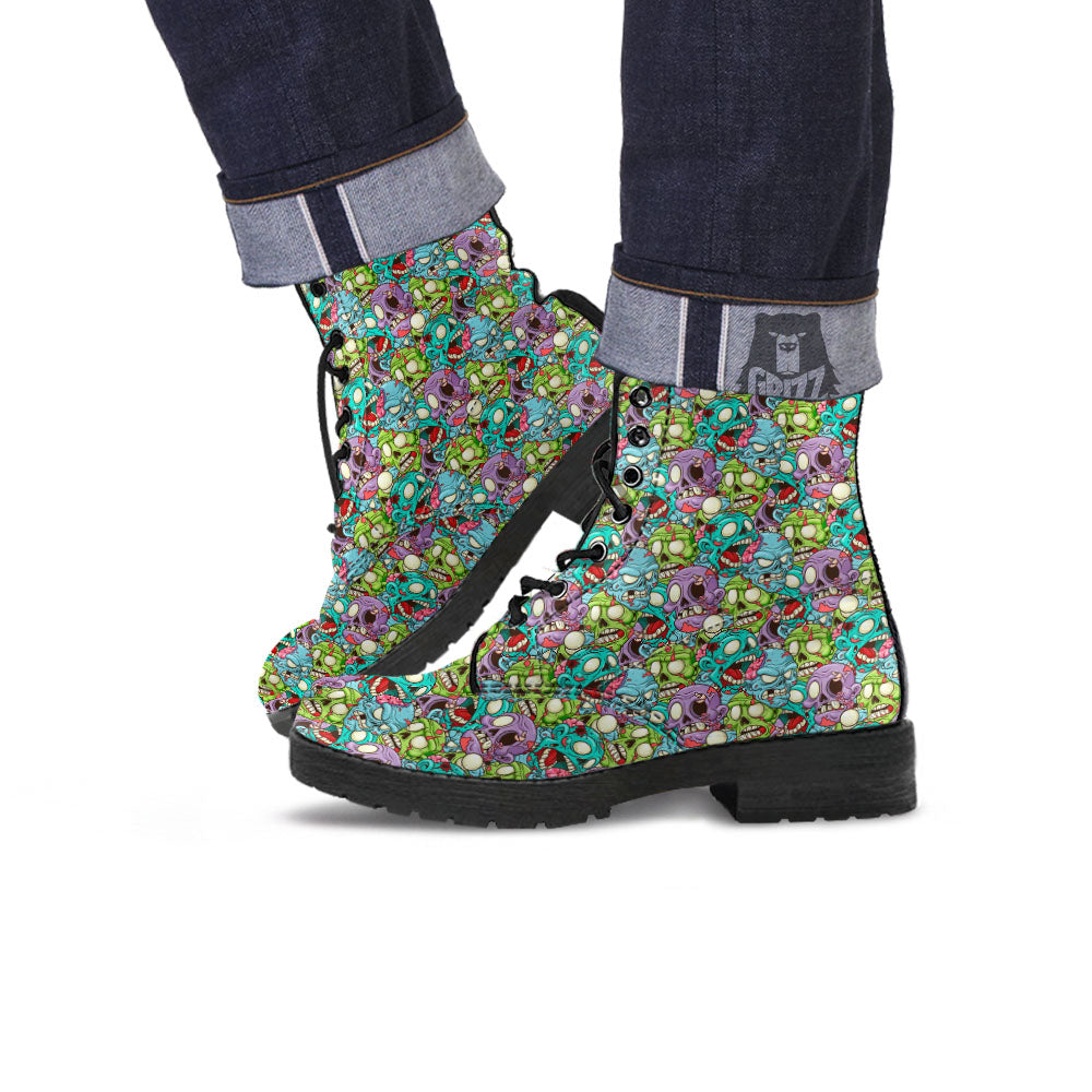 Zombie Bloody Print Pattern Leather Boots-grizzshop
