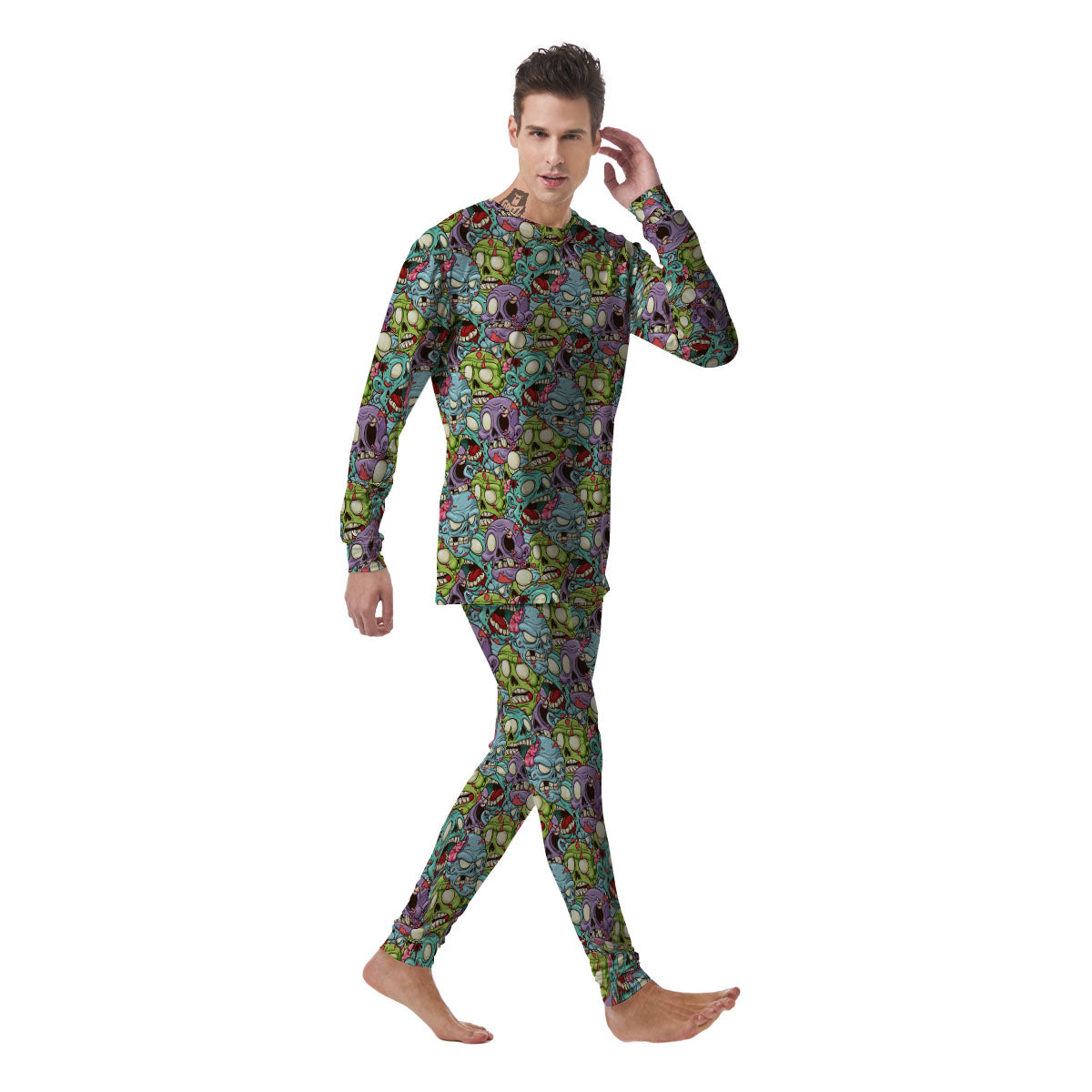 Zombie Bloody Print Pattern Men's Pajamas-grizzshop