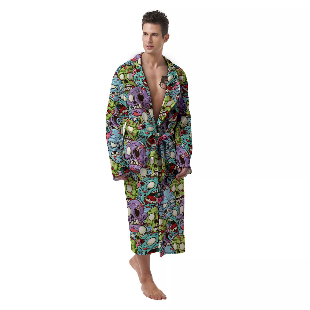 Zombie Bloody Print Pattern Men's Robe-grizzshop