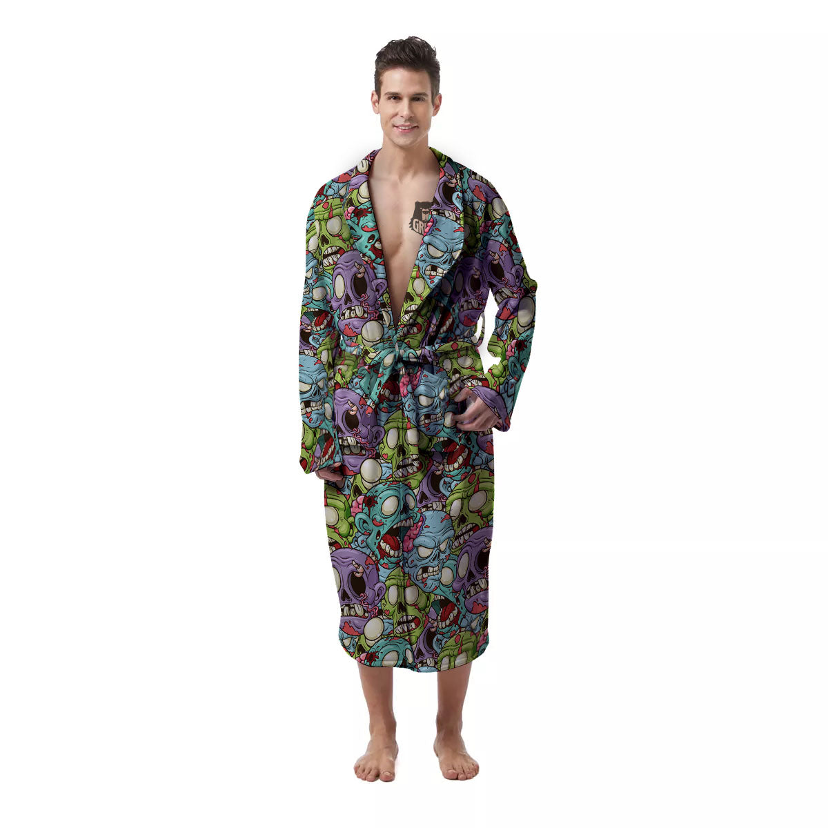 Zombie Bloody Print Pattern Men's Robe-grizzshop