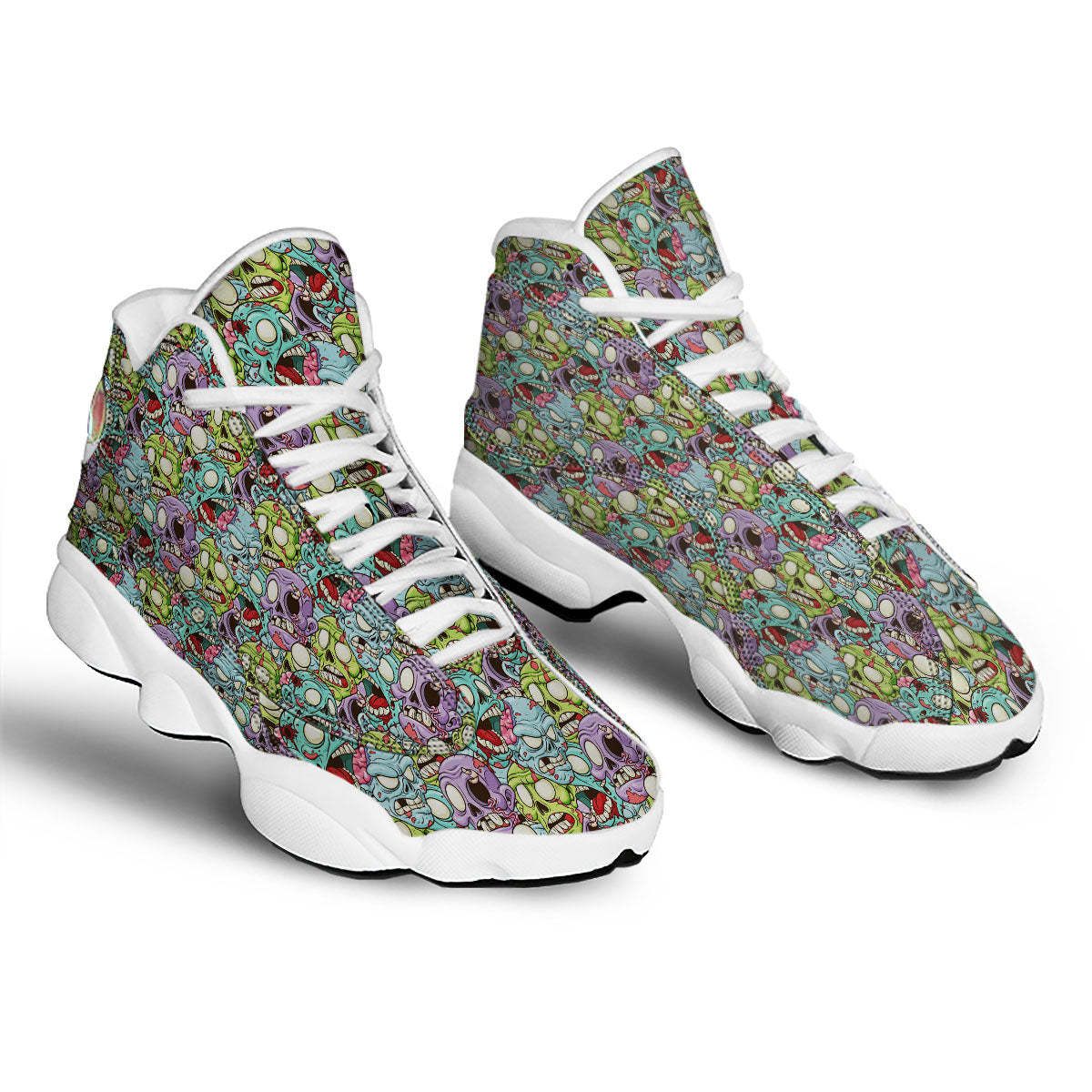 Zombie Bloody Print Pattern White Basketball Shoes-grizzshop