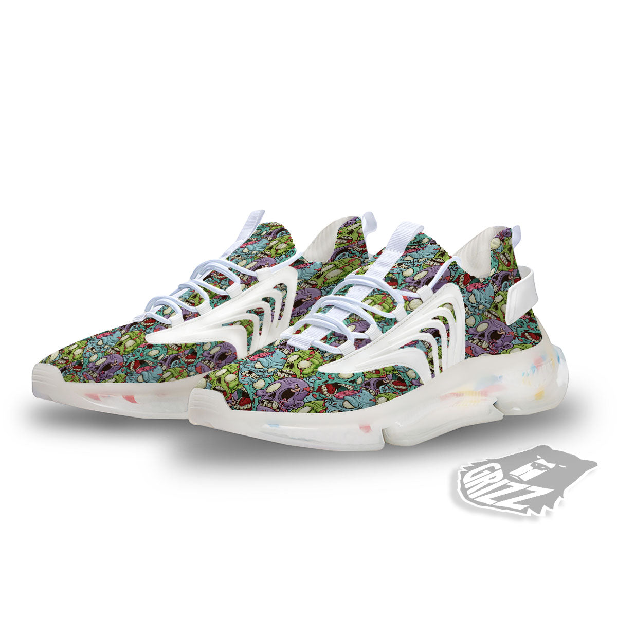 Zombie Bloody Print Pattern White Gym Shoes-grizzshop