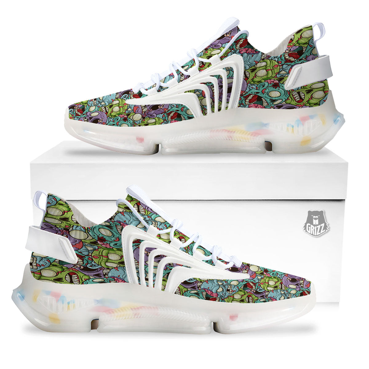 Zombie Bloody Print Pattern White Gym Shoes-grizzshop