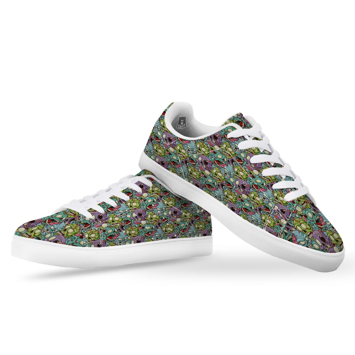 Zombie Bloody Print Pattern White Low Top Sneakers-grizzshop